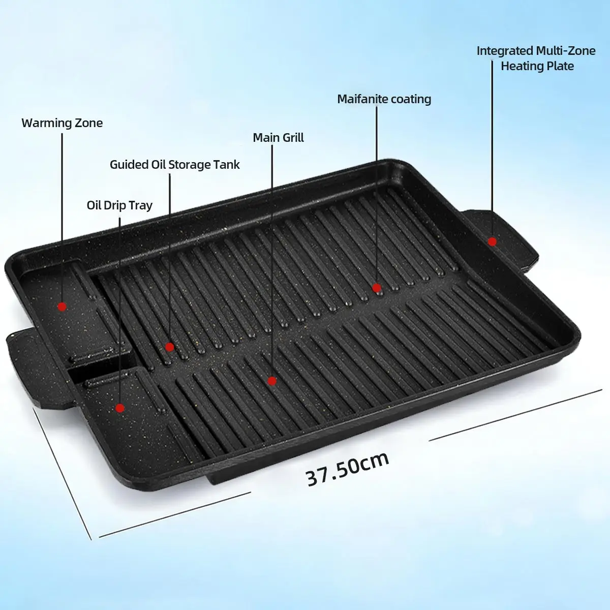 Korean Grill Meat Plate Aluminum Titanium Coating Barbecue Pan Camping Board Griddle for Outdoor Cassette Stove and Induction