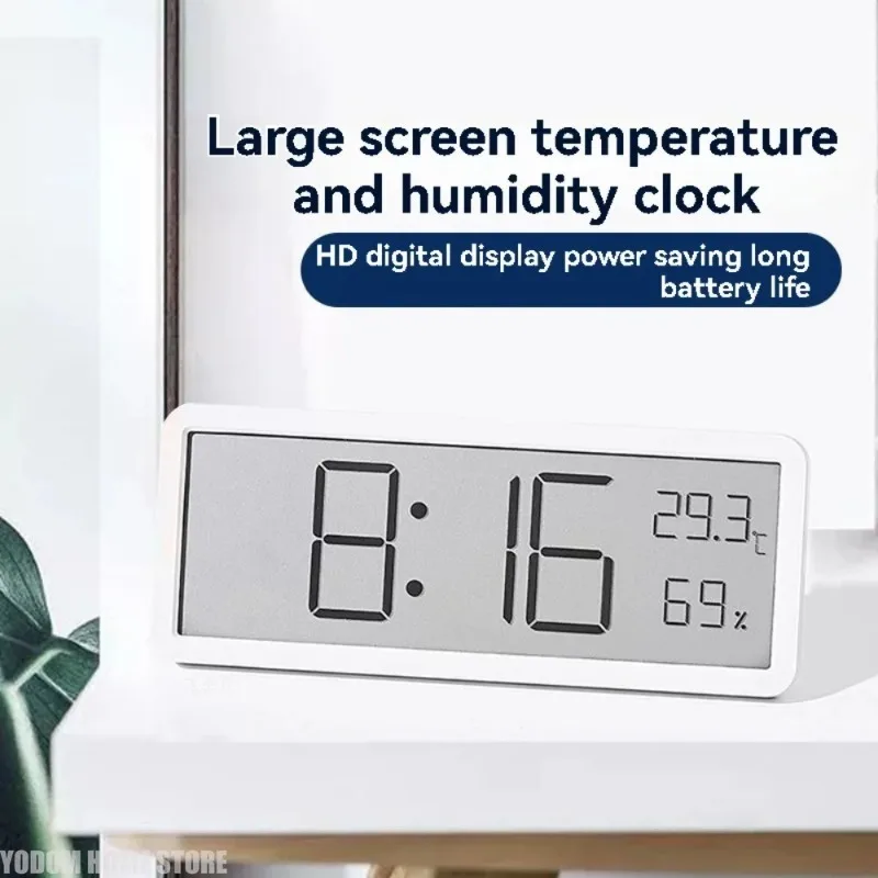 LCD Screen Digital Wall Clock Time Temperature Humidity Time Display Electronic Clock Desktop Digital Clock Battery Powered