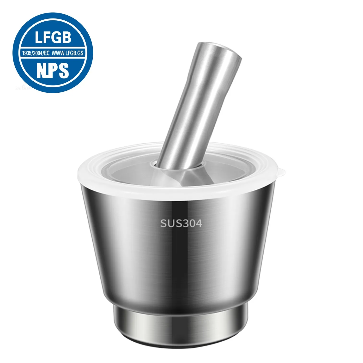 LFGB Certification 304 Stainless Steel Kitchen Masher Garlic Chili Ginger Grinder Spice Pepper Herb Mincer with Non-slip Base