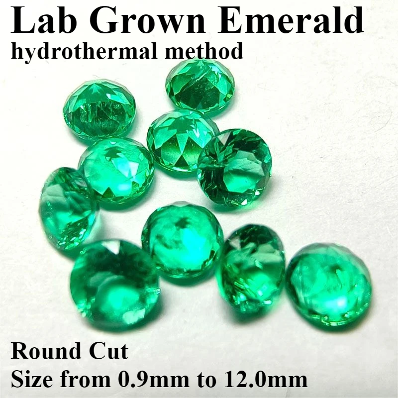 Lab Grown Emerald Columbia Muzo Green Color Round Cut Hydrothermal Small Size Gemstone for Jewelry Selectable Certificate