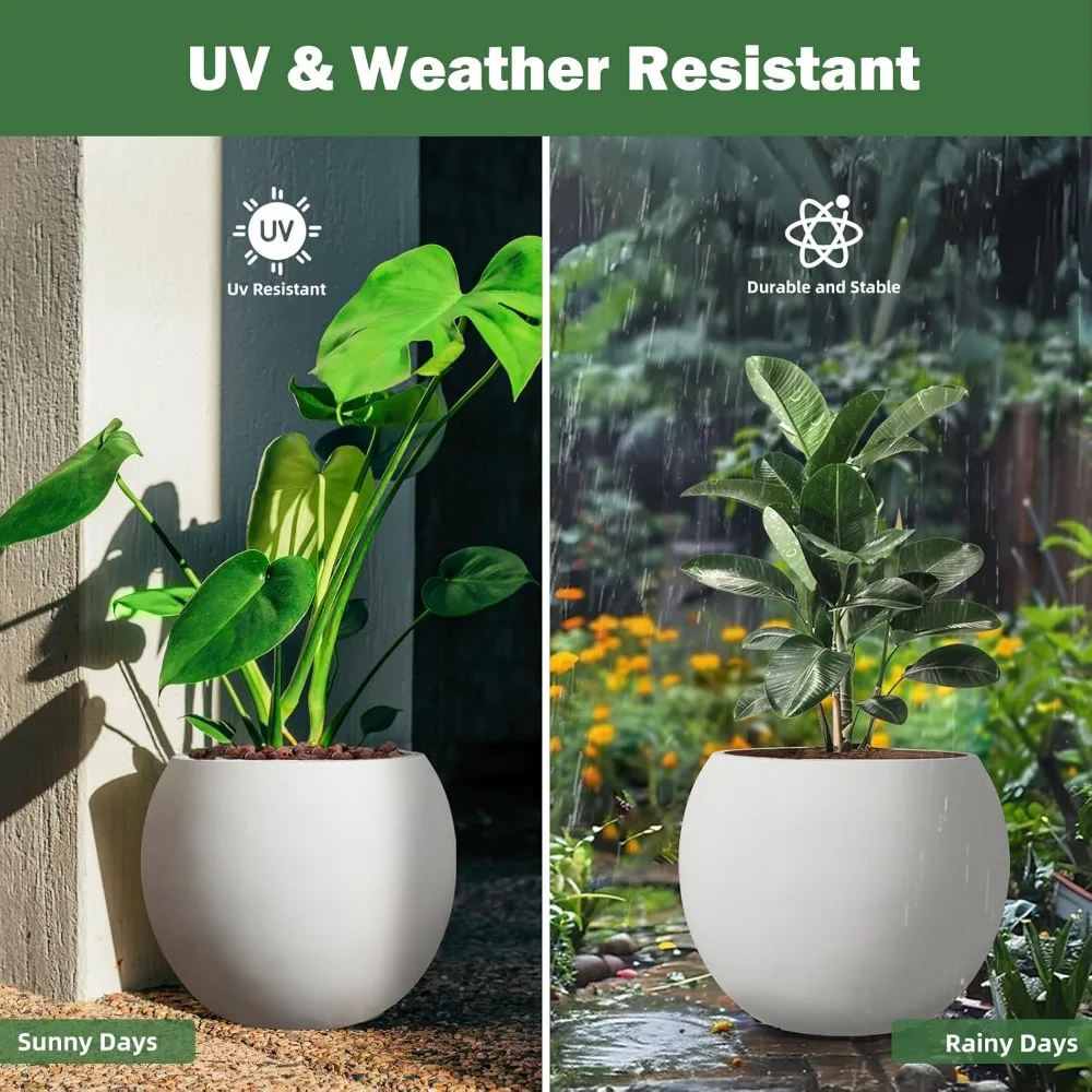 Large 17.7 Diameter Round Planter Pot with Drainage for Outdoor Indoor Garden Use, Rubber Plug Included