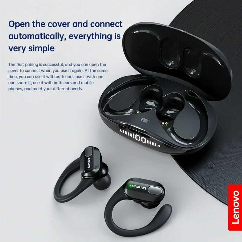 Lenovo XT80 Wireless Headphones Bluetooth 5.3 Earphones True with Mic Button Control Noise Reduction Earhooks Waterproof Headset