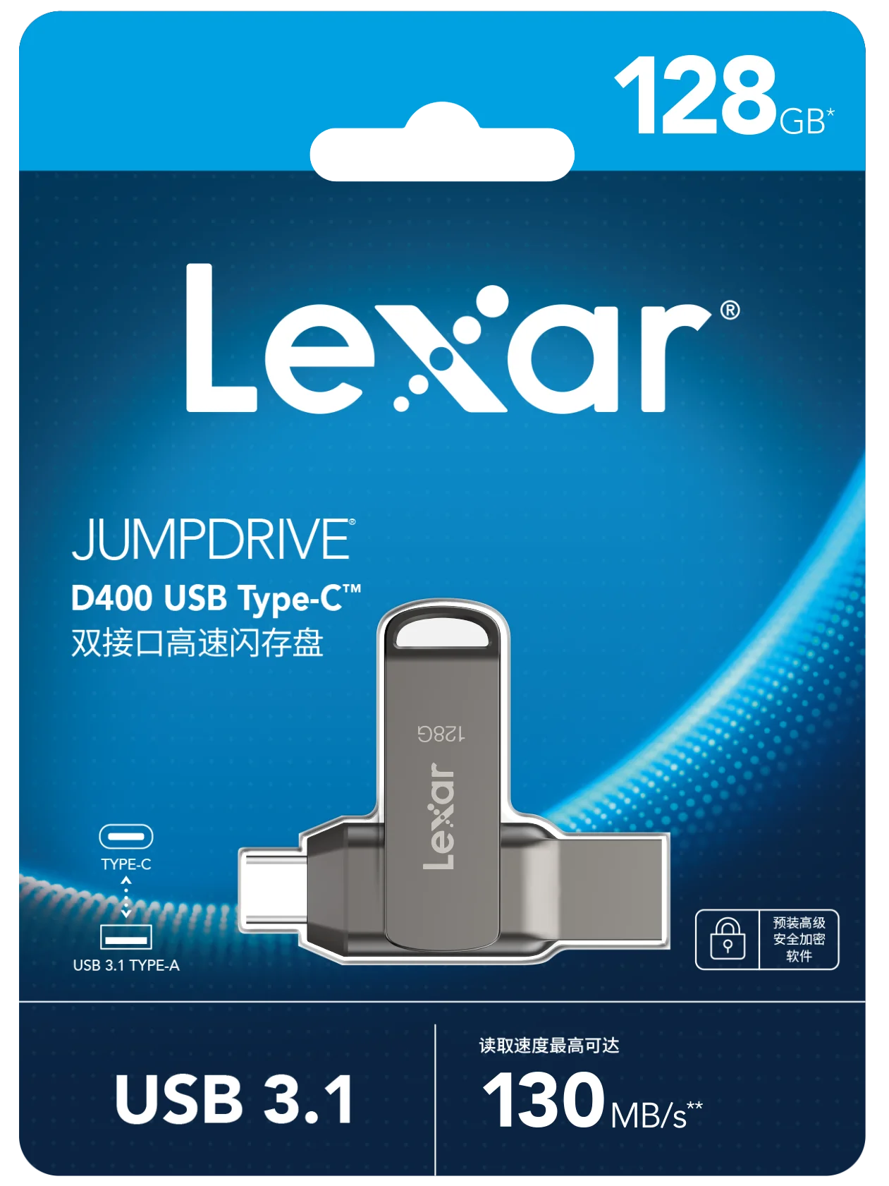 Lexar D400 USB Flash Drive USB 3.1 Type C/A Memory Stick Dual Slot USB Flash Drive 32GB 64GB 128GB 256G For Mobile Phone Compute