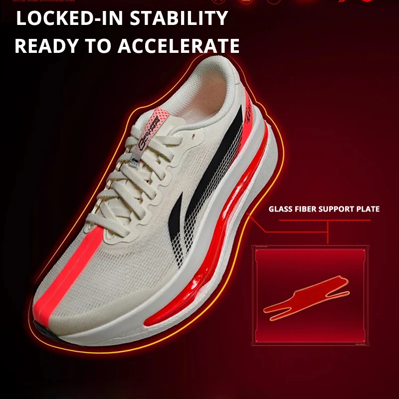 Li-Ning Men's RED HARE 9 ULTRA Racing Running Shoes SUPER BOOM Cushion BOOM FIBER Breathable LiNing Training Sneakers ARPW007