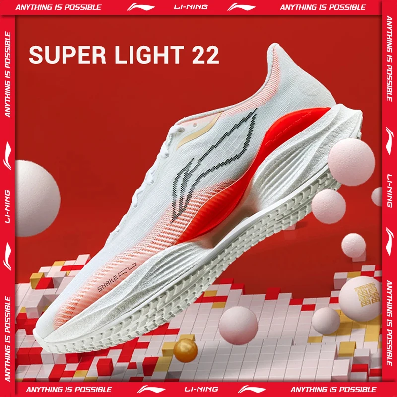 Li-Ning Men's SUPER LIGHT 22 Light Running Shoes TEMPO BOUNSE Cushion BOOM FIBER LiNing Wearable Anti-Slip Sneakers ARBV001