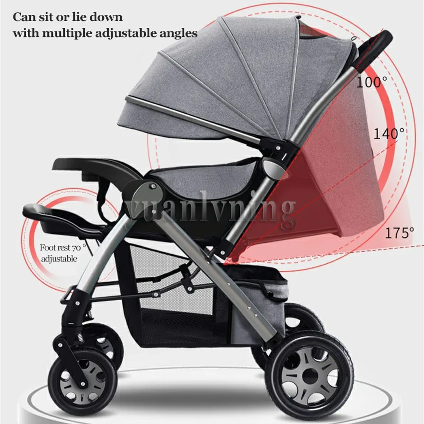 Lightweight Baby Stroller 2-Way Facing Stroller One-Click Fold Pushchair Sit & Recline Adjustable Stroller for Newborn