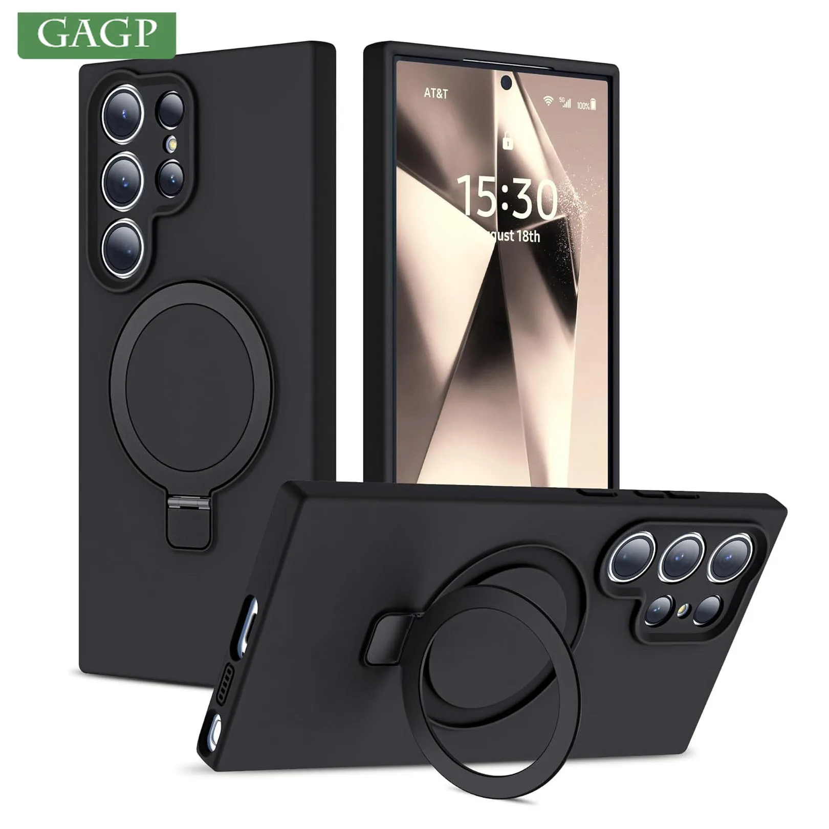 Liquid Silicone Magnetic Bracket Soft for Magsafe Phone Case For Samsung S26 Ultra S25 Edge for Galaxy S26 S24 S23 Plus Cover