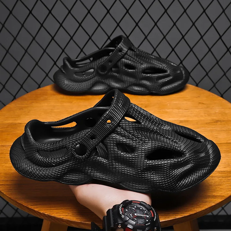 Litfun Summer Clogs Sandals For Men New Outdoor Soft Botton Beach Slippers Anti-slip EVA Garden Shoes Fashion Hollow Hole Shoes