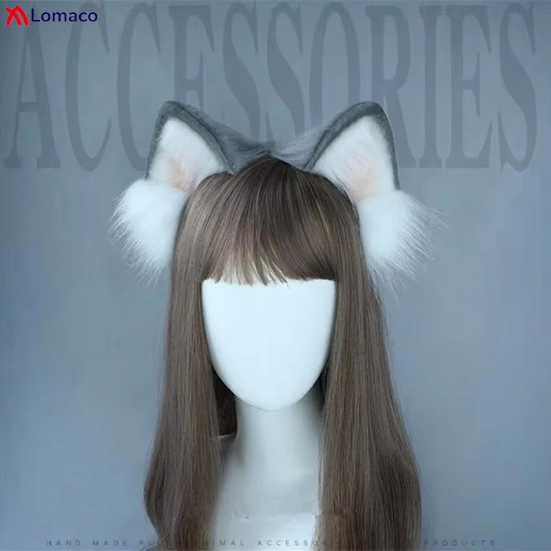 Lovely Animal Faux Fur Cat Fox Wolf Ears Headband Women Girl Furry Fluffy Hair Hoop Lolita Anime Cosplay Props Plush Headwear