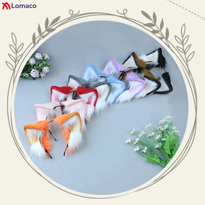 Lovely Animal Faux Fur Cat Fox Wolf Ears Headband Women Girl Furry Fluffy Hair Hoop Lolita Anime Cosplay Props Plush Headwear