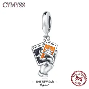 Lovers Charms S925 Sterling Silver Star Moon Sun Magic Tarot Cards Pendant Original Bracelets Necklace DIY Birthday Party Gifts