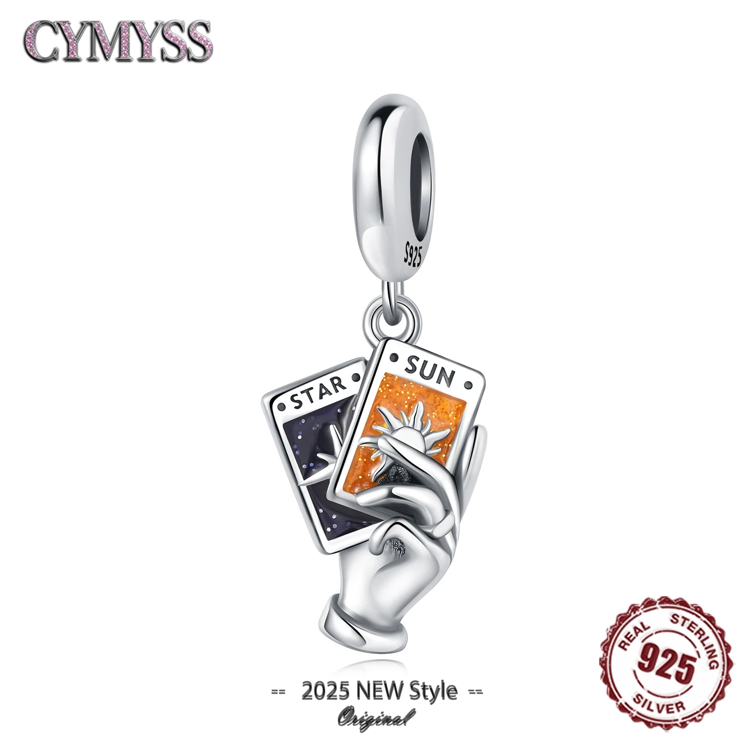 Lovers Charms S925 Sterling Silver Star Moon Sun Magic Tarot Cards Pendant Original Bracelets Necklace DIY Birthday Party Gifts