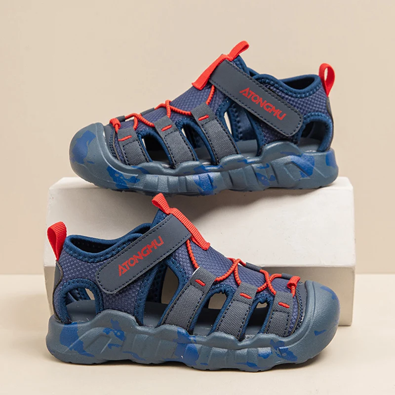 Luxury Brand Children Sandals Summer Boy Sneaker Fashion Soft Bottom Breathable Protect Toes Kids Casual Outdoor Sandals for Boy