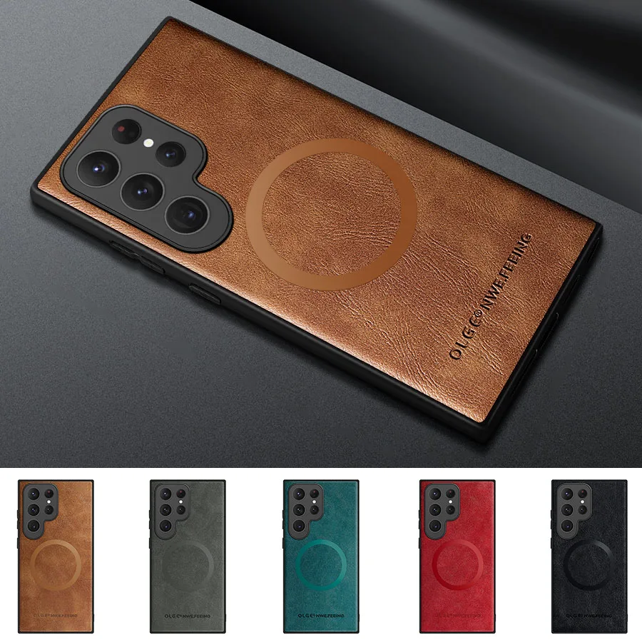 Luxury Case For Samsung Galaxy S24 S23 S22 Ultra Case Leather Cover For Samsung Galaxy S20 Plus S21 FE Phone Case S25 Edge S26