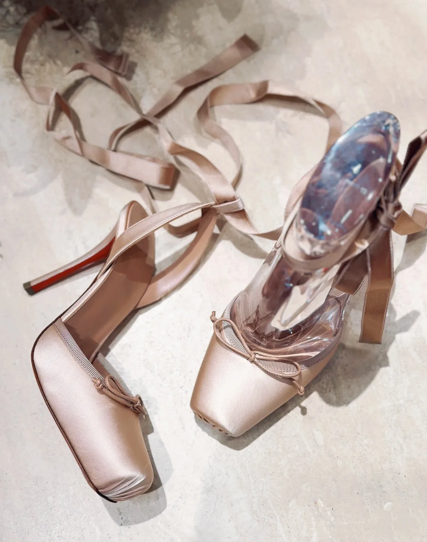 Luxury Design Woman Sandals 2025 Summer High Quality Square Satin High-heeled Female Shoes With Ankle Straps Wedding Flip Flops