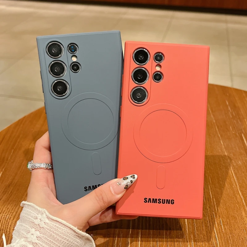 Luxury Liquid Silicone For Magsafe Magnetic Case Samsung Galaxy S26 S25 S24 S23 S22 Ultra Plus S21 FE Soft TPU Shockproof Cover