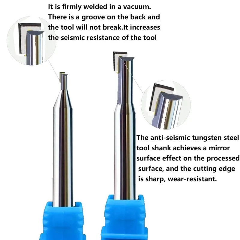 MCD Diamond Milling Cutter Chamfering Polishing End Mill Milling blade Engraving Bit Carving Tools For Cutting Copper Aluminum