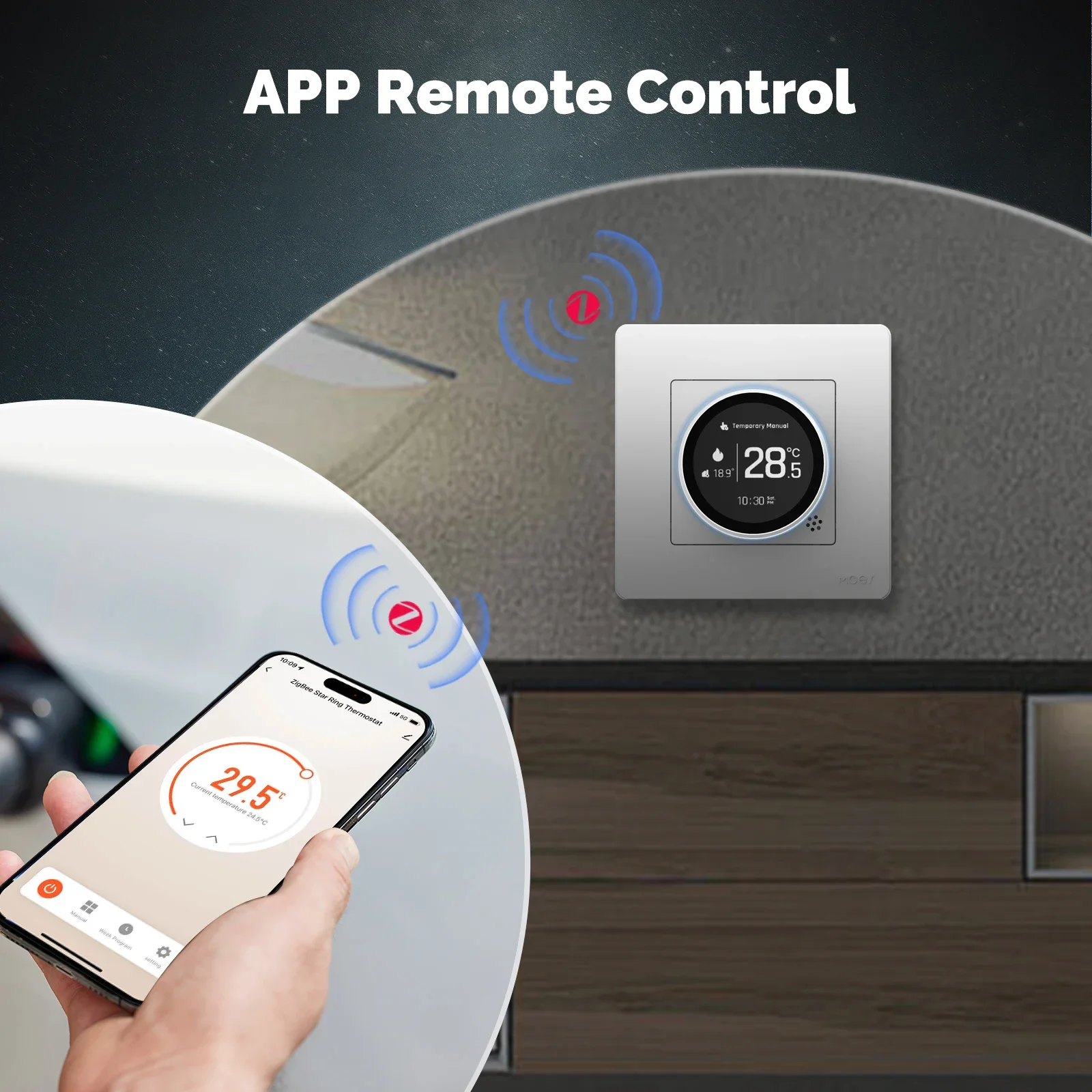 MOES Tuya ZigBee Smart Knob Thermostat Star Ring Series Temperature Controller Water Boiler Electric Heating With Alexa Google