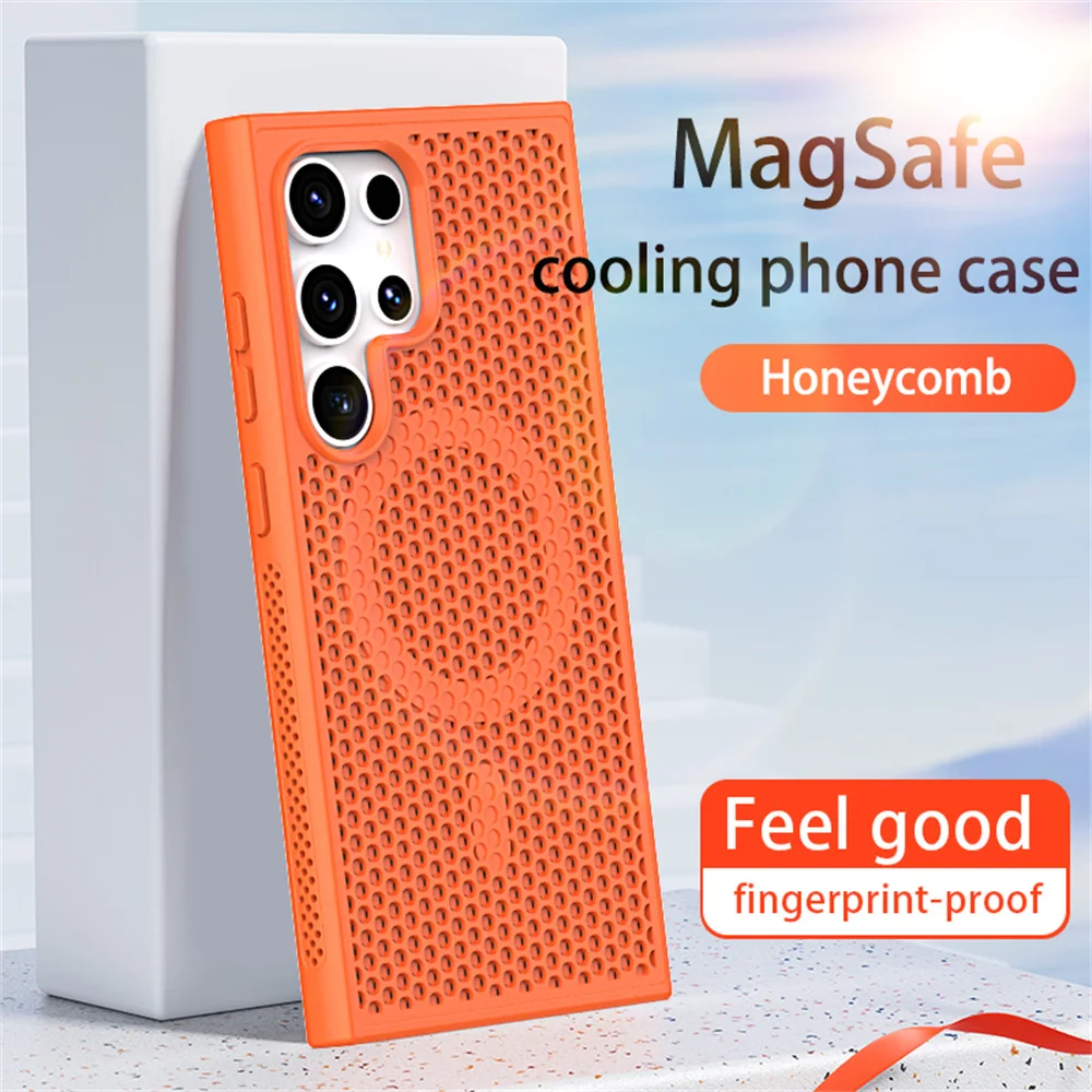 Magnetic For Magsafe Heat Dissipation Phone Case For Samsung S25 S24 S23 Ultra S22 Plus FE Luxury Shockproof Protection Cover