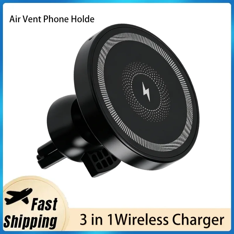 Magnetic Wireless Car Charger, Air Vent Phone Holder 15W Fast Charging Mount for iPhone 17 16 15 14 Pro Max Fast Charging Mount
