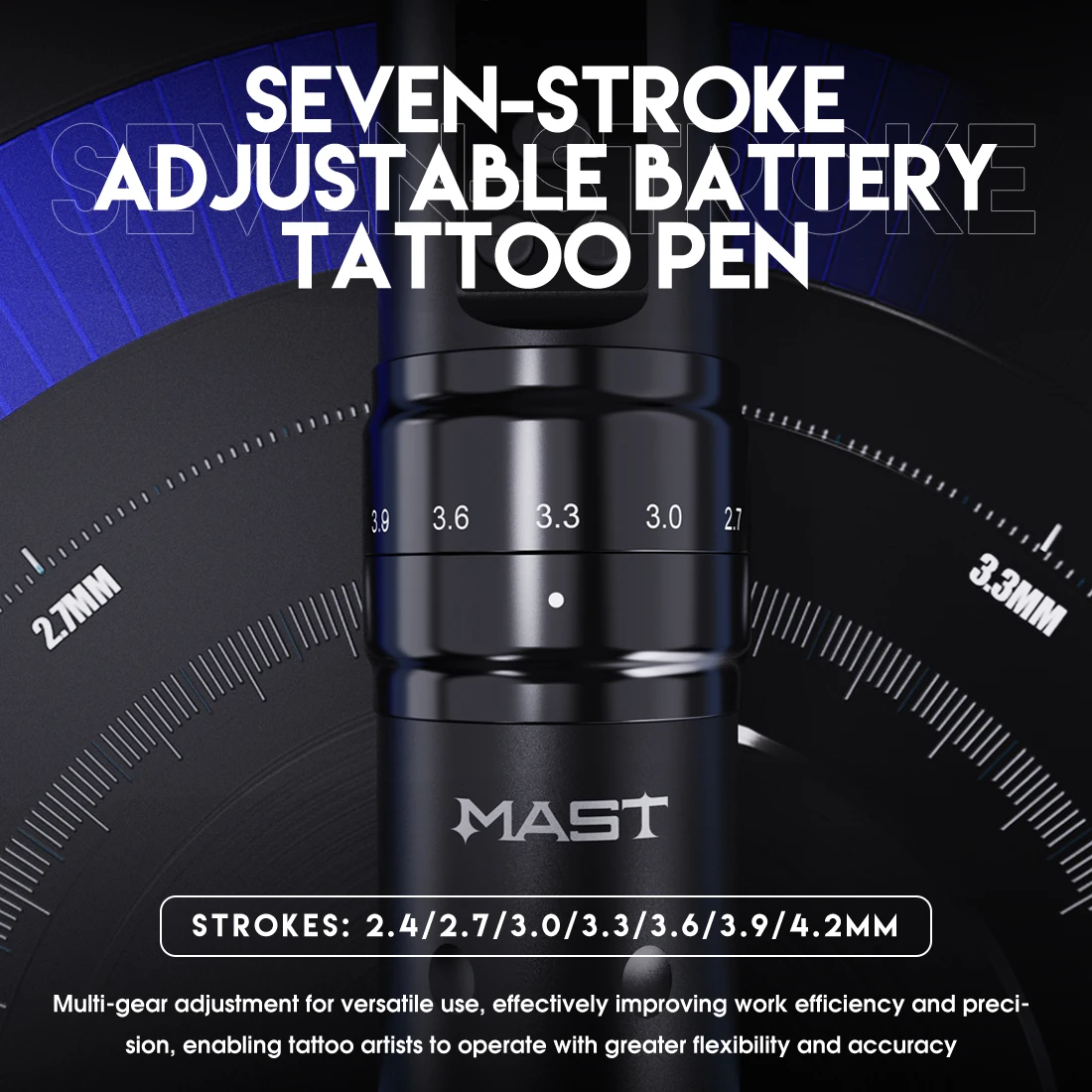 Mast Tattoo Fold2 Pro Tattoo Gun Kit Complete Tattoo Machine Kit 2000mAh Battery Supply Mcore-C1 Motor Real 7 Strokes Length