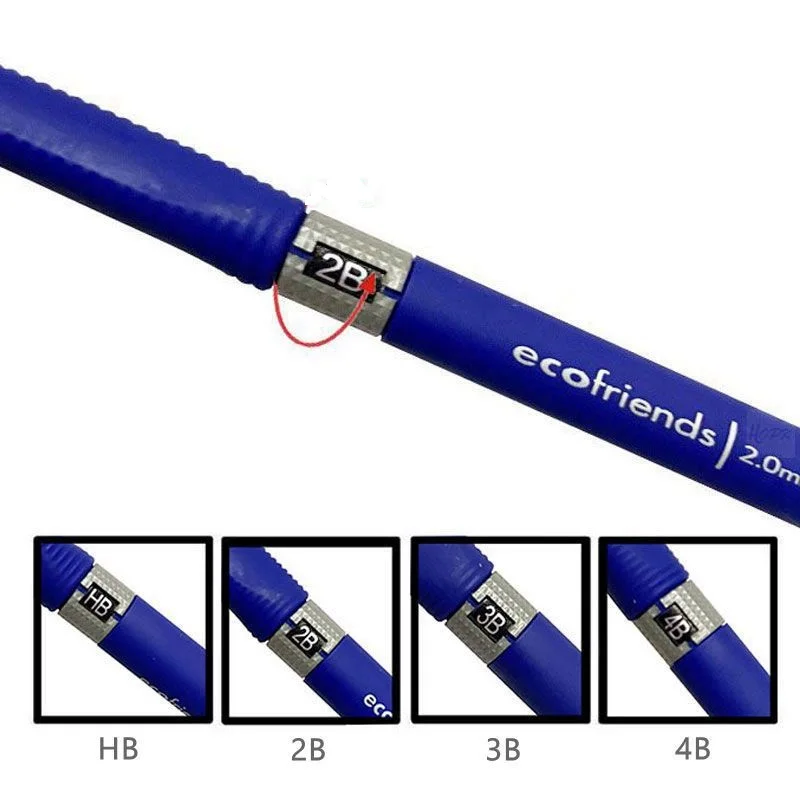 Mechanical Pencil Set 2.0 mm with 2B Black/Colors Lead Refill For Writing Sketching Art Drawing Painting School Automatic Pencil