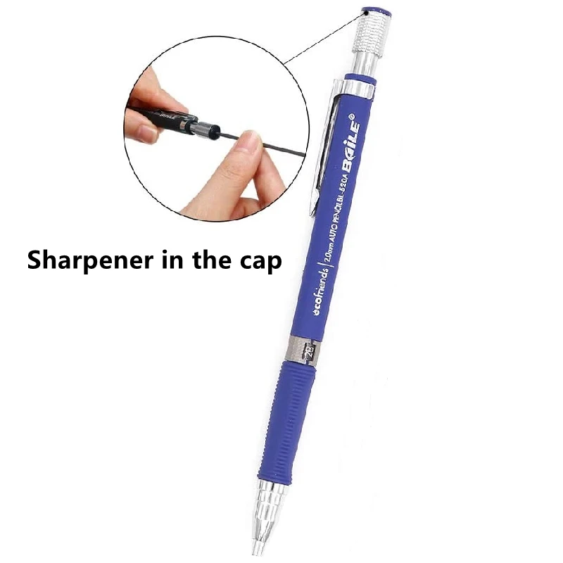 Mechanical Pencil Set 2.0 mm with 2B Black/Colors Lead Refill For Writing Sketching Art Drawing Painting School Automatic Pencil