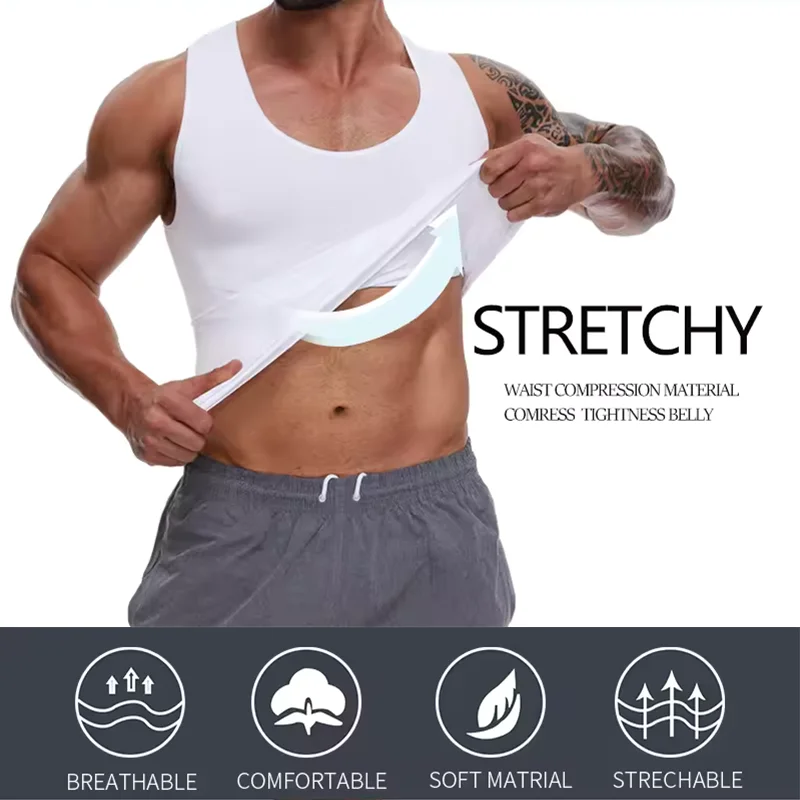Men Body Shaper Slimming Compression Vest Undershirt Sexy Waist Trainer Tank Top Belly Control Workout Weight Loss Shapewear