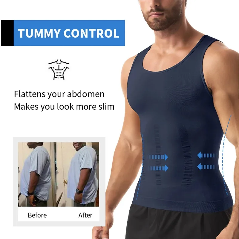 Men Compression Shirt for Body Shaper Slimming Vest Tight Tummy Underwear Tank Top