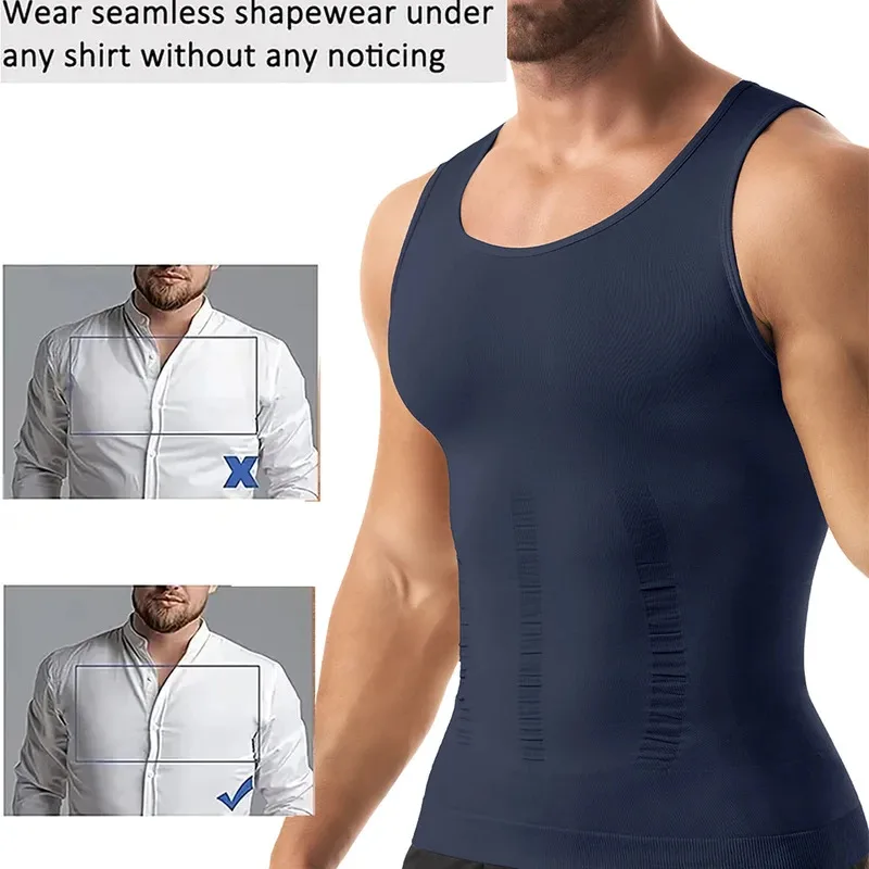 Men Compression Shirt for Body Shaper Slimming Vest Tight Tummy Underwear Tank Top