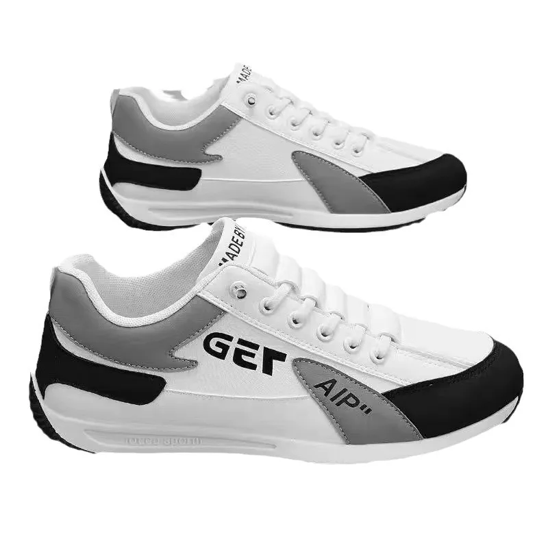 Men's Lightweight Soft-Sole Casual Breathable Leather Sports Running Shoes Korean-Style Trendy Versatile Student Footwear