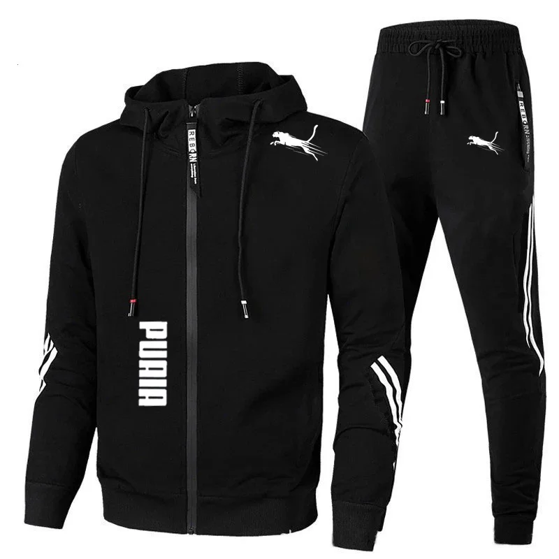 Men's Spring Autumn Tracksuit Set Long Sleeve Hoodie And Joggers 2-Piece Fitness Running Sportswear Casual Clothing