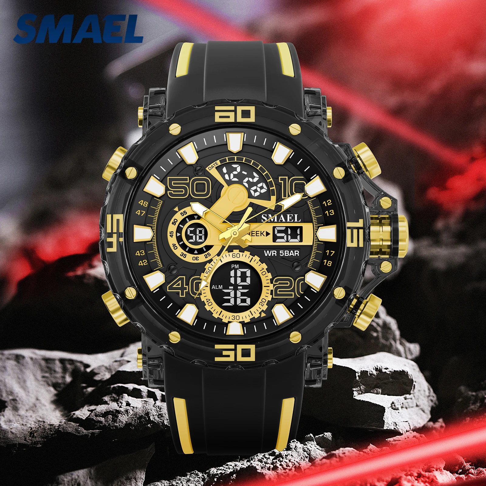 Military Watches Men Watch 2025 New 50M Waterproof Wristwatch Stopwatch Alarm LED Light Digital Watches 8136 Men's Sports Watch