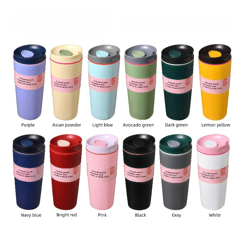 Minimalist Stainless Steel Thermo Mug Vacuum Insulated Coffee Cup Leakproof Lid Travel Silent Base Thermos Cups Thermal bottle