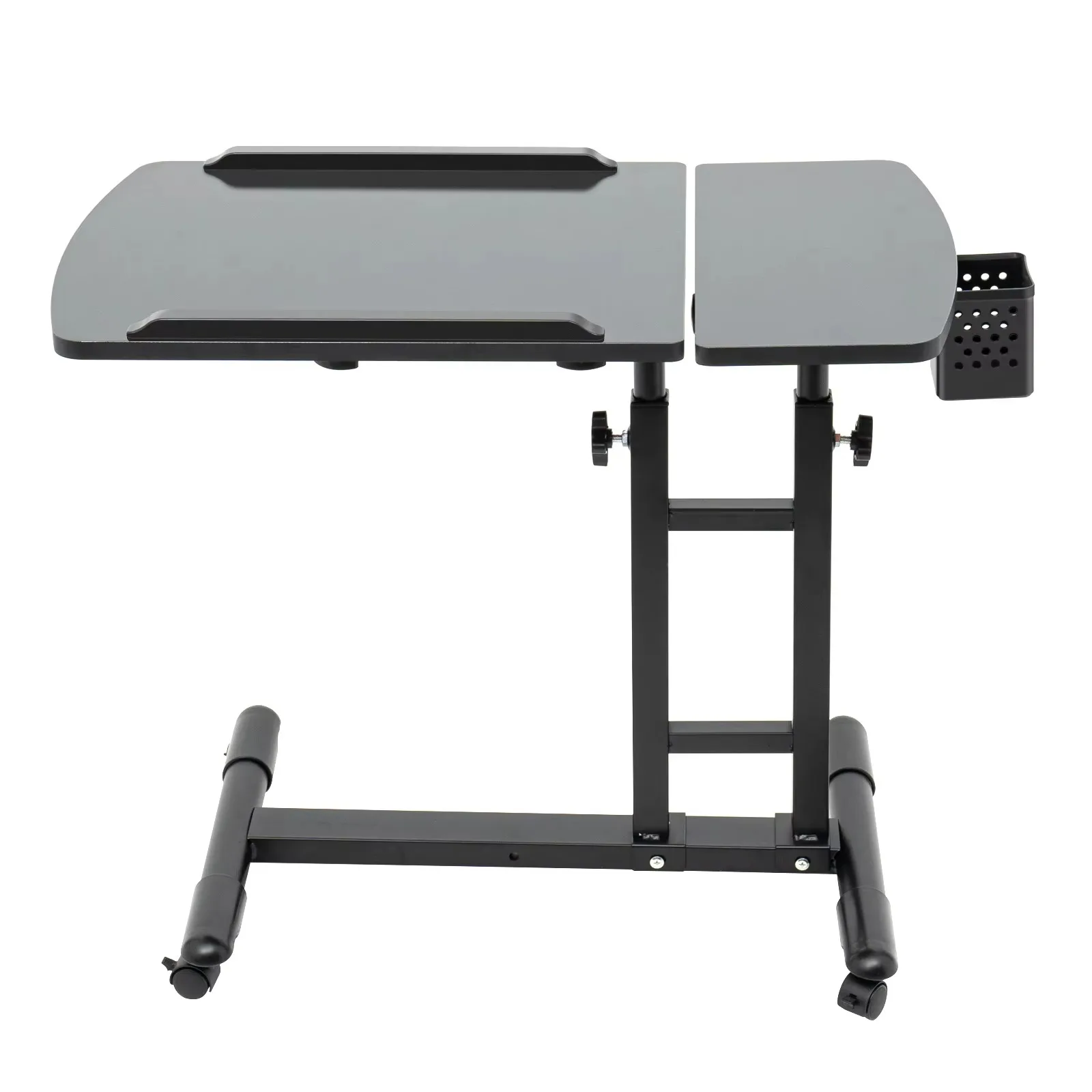 Mobile Tattoo Workstation Tray Cart with 4 Wheels, Adjustable Arm Rest, Modern Style, 25.2 x 15.75 x 22.64-35.43 inches