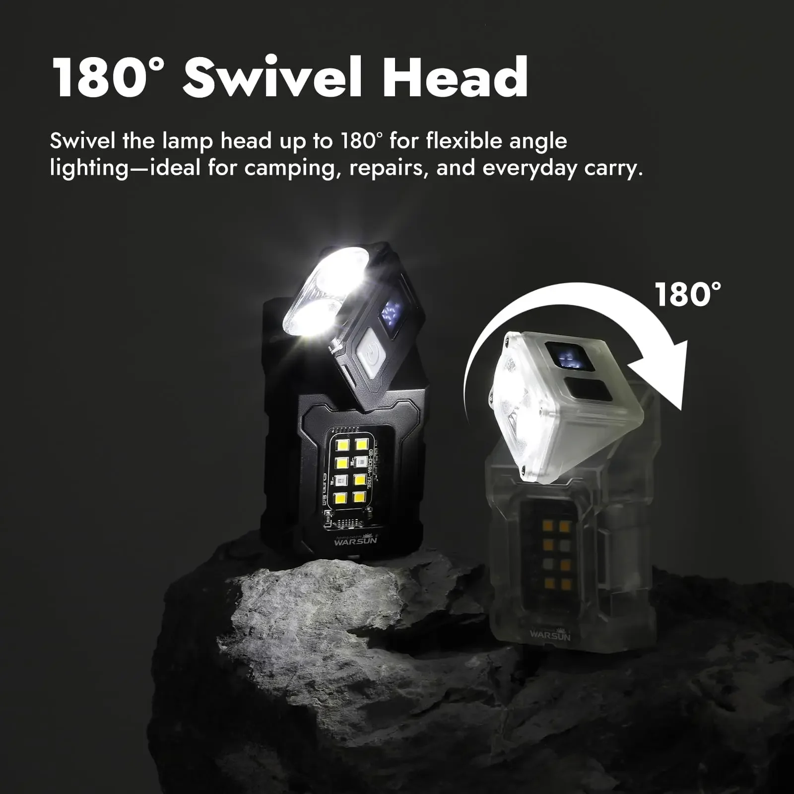 Multifunctional Ajustable Angle LED Flashlight Outdoors Tactical Portable Work Light Magnet USB Molle Backpack Camping Light