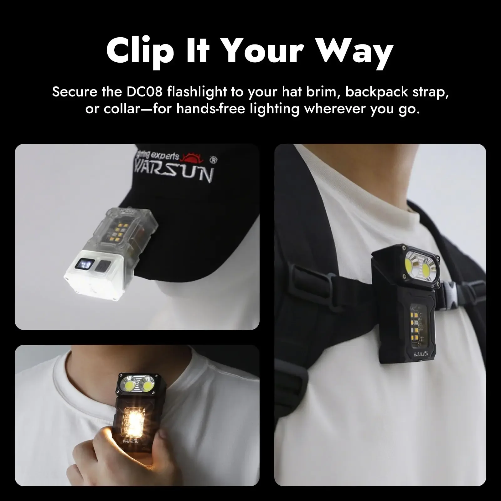 Multifunctional Ajustable Angle LED Flashlight Outdoors Tactical Portable Work Light Magnet USB Molle Backpack Camping Light