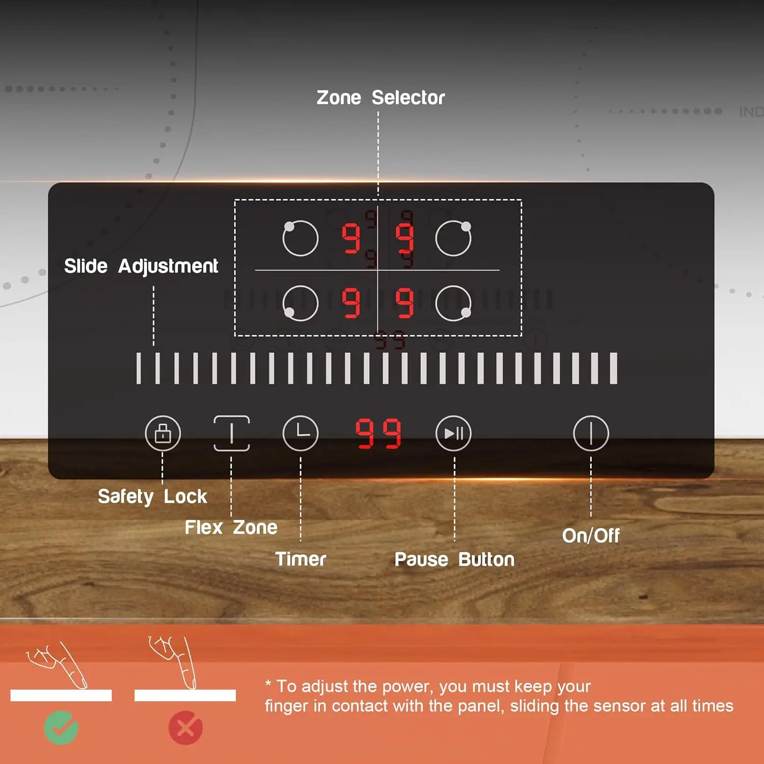 NOXTON White/Black Induction Hob Plug in, (UK:2800W/EU:3500W) 4 Zones with 1 Grill Zone, 60CM Touch, Safety Lock,Ceramic Glass