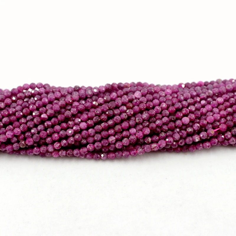 Natural Faceted Ruby 2 3 4MM Micro Tiny Small Seed Round Gemstone Beads For Jewelry Making DIY Bracelets Necklace Accessories