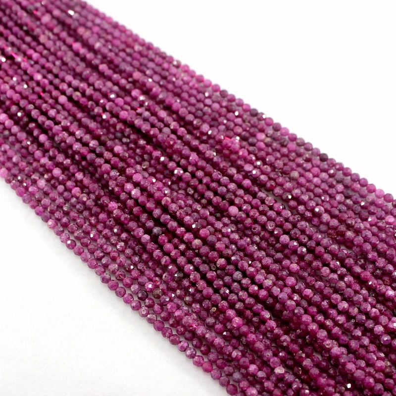 Natural Faceted Ruby 2 3 4MM Micro Tiny Small Seed Round Gemstone Beads For Jewelry Making DIY Bracelets Necklace Accessories