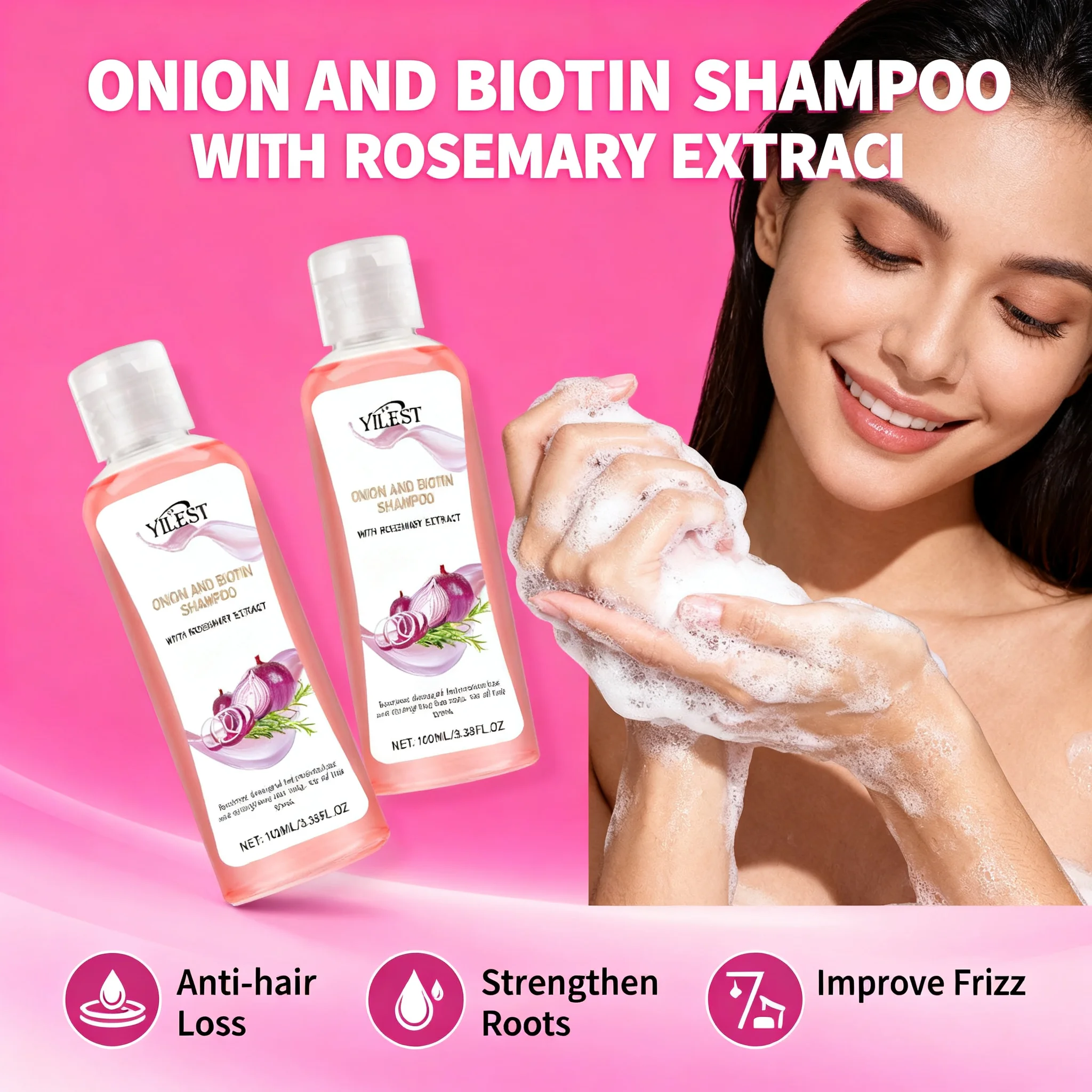 Natural Onion Biotin Rosemary Shampoo & Conditioner Set 200ml - For Hair Growth, Anti Hair Loss, Dandruff Control, Frizzy