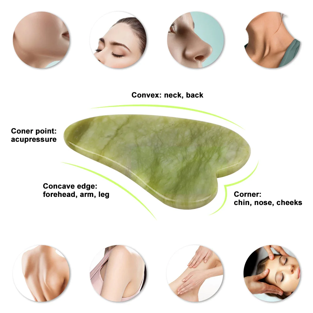 Natural Rose Jade Roller Face Massage Gua Sha Board Crystal Stone Jade Massager Body Facial Eye Scraping Acupuncture Face Lift