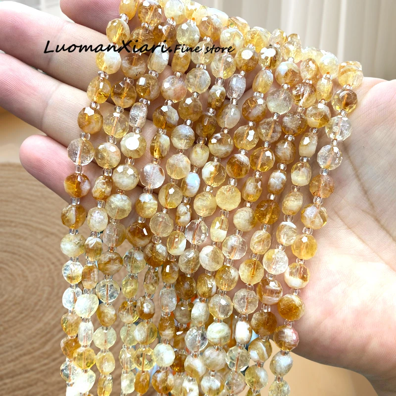 Natural Stone Gem AA Citrine 8x5mm Faceted Button Loose Spacer Beads for Jewelry Making Diy Bracelets Charms Accessories