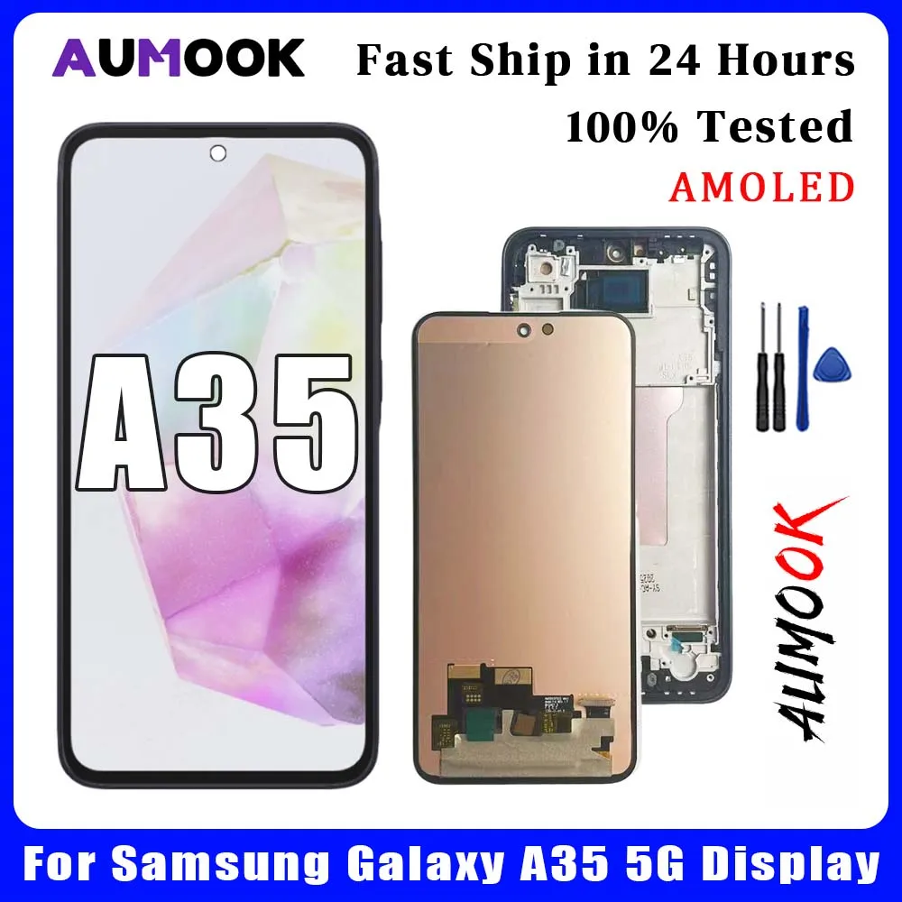 New AMOLED Display For Samsung Galaxy A35 5G Display Touch Screen Digitizer Assembly A356E A356B A356U Screen Replacement