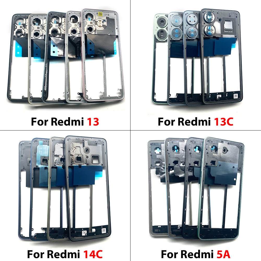 New Back Cover Middle Frame Holder Housing Repair and Replacement for Redmi 13 13C 14C 5A Back Cover Middle Frame