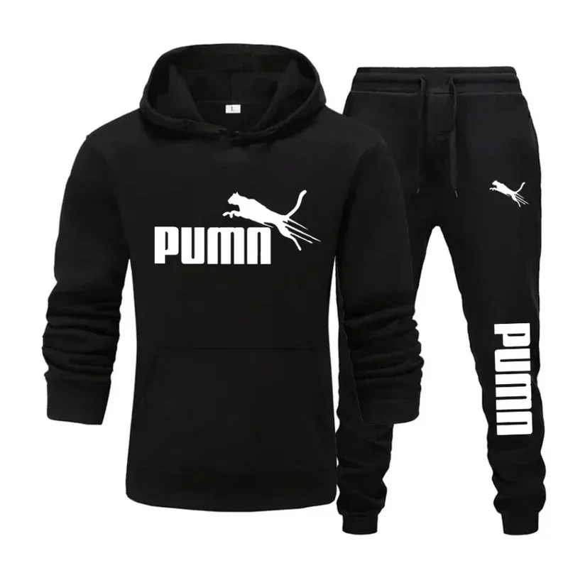 New Men's Autumn and Winter Hooded Pocket Sweatshirts and Casual Pants, Outdoor Fitness Jogging Casual Sports Fashion Sets