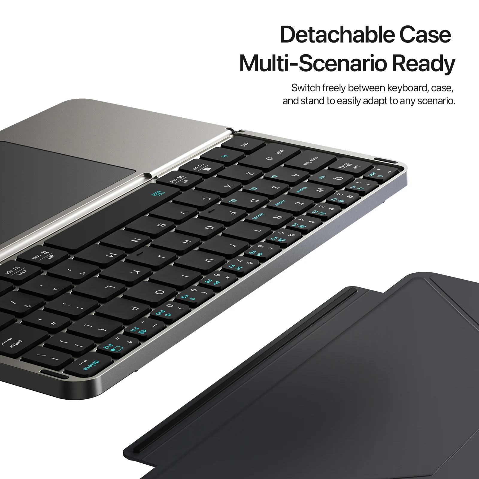 New Multifunctional Model Foldable Bluetooth 5.0 Keyboard with Touchpad & Phone Holder For Phones Tablets PC