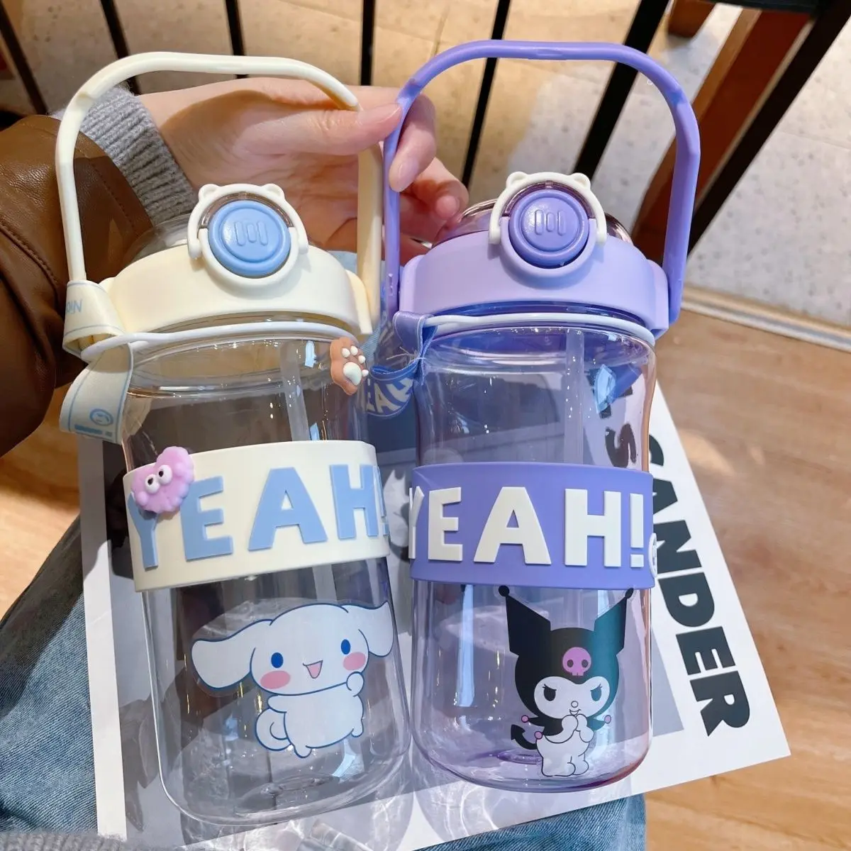 New style Kawaii cartoon character Kuromi high appearance cute large capacity plastic high temperature resistant children's cup