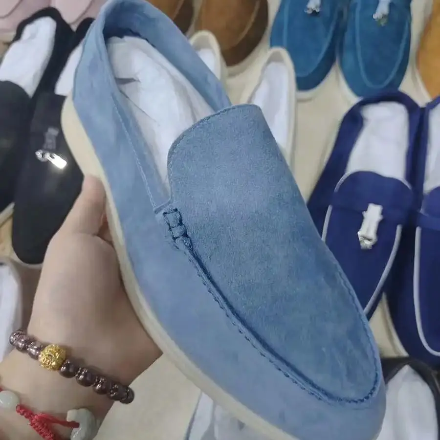 No logo Italian Designer Suede Men's Loafers 2025 Summer Top Quality Men Flat Shoes Comfortable Casual Lazy Driving Shoes