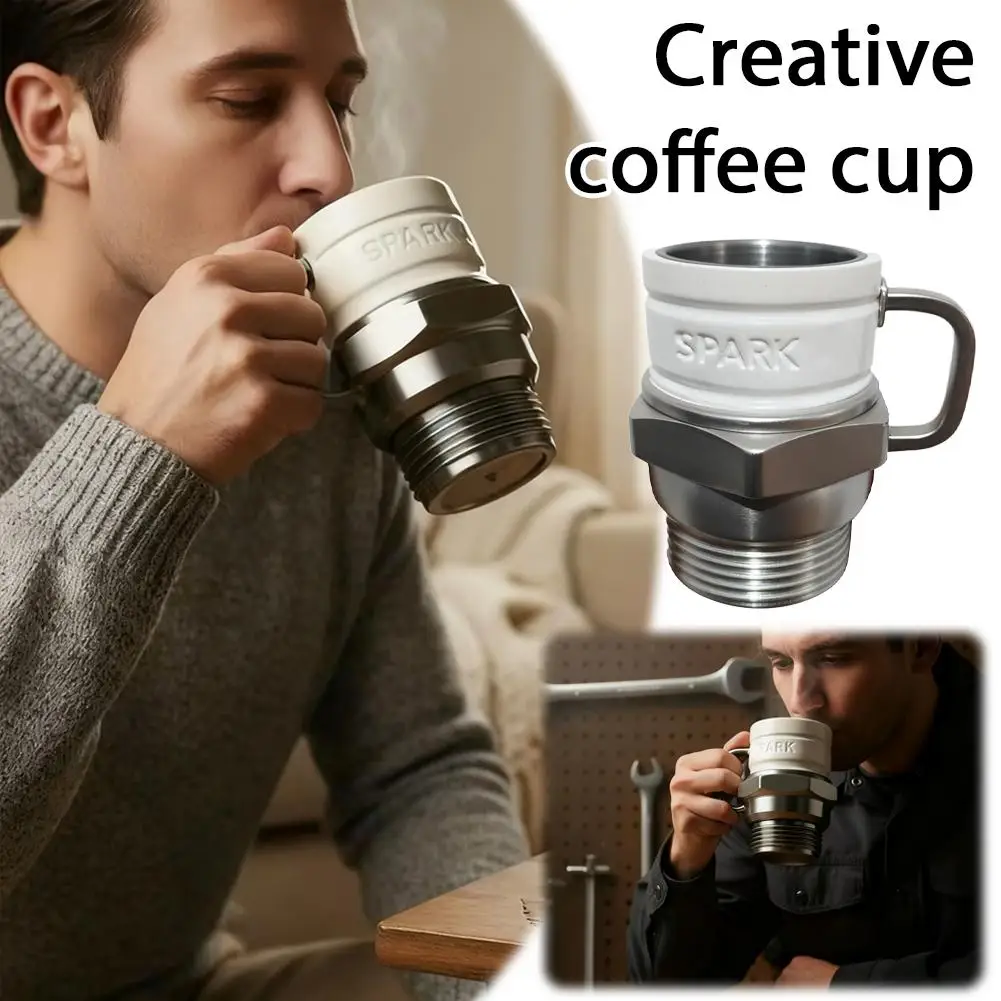 Novelty Spark Plug Coffee Mug Engine Spark Plug Design Cup for Coffee, Milk Gift For Car Enthusiasts And Collectors
